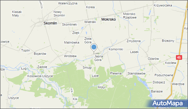 mapa Jasna Góra, Jasna Góra gmina Mokrsko na mapie Targeo